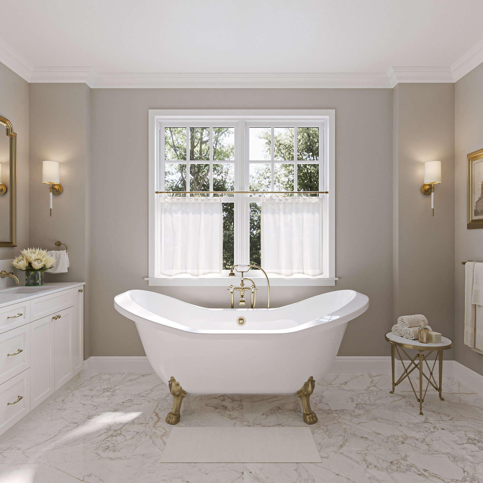 Image of Cecilia 72 Inch Acrylic Double Slipper Clawfoot Tub