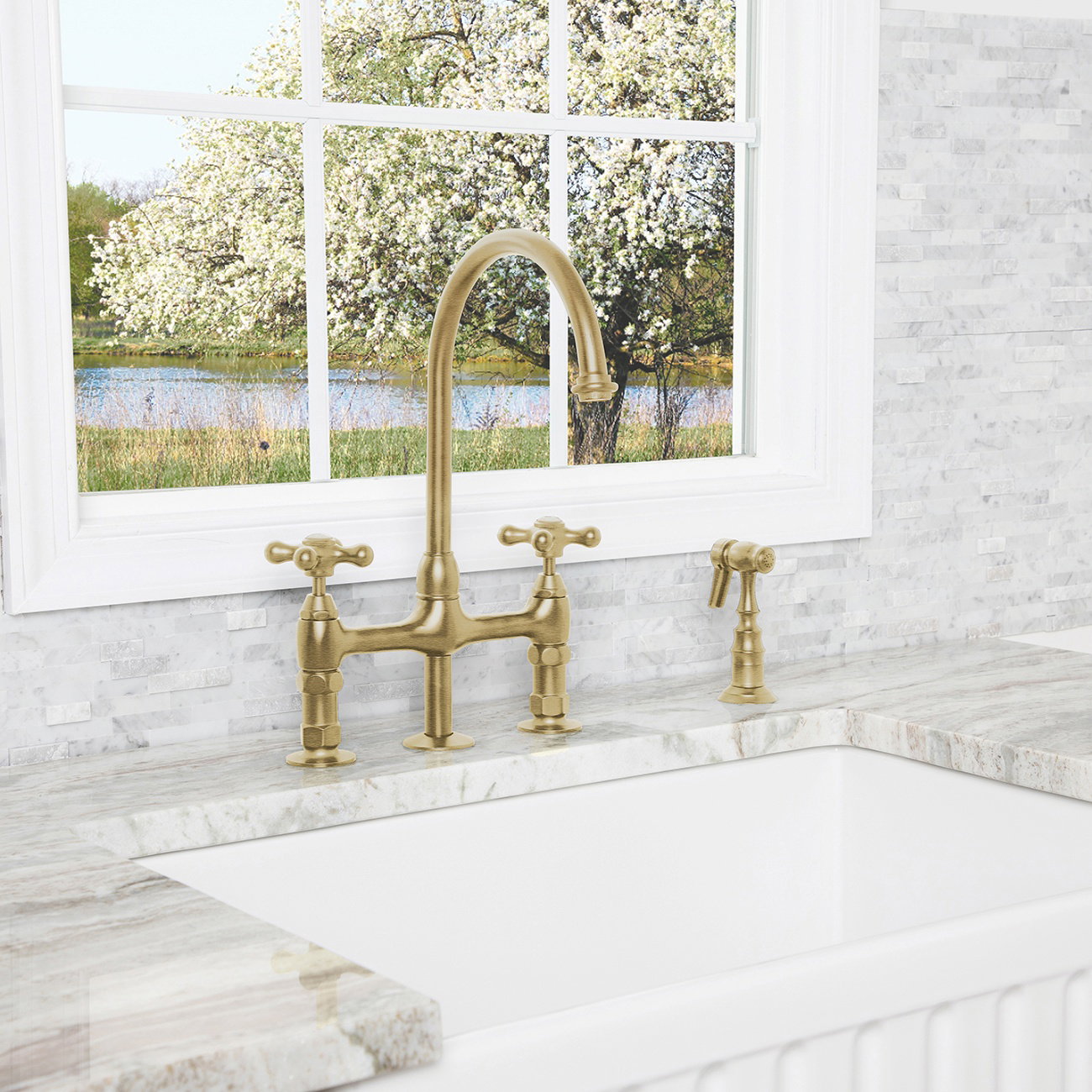 Image of Randolph Morris Gooseneck Bridge Style Kitchen Faucet