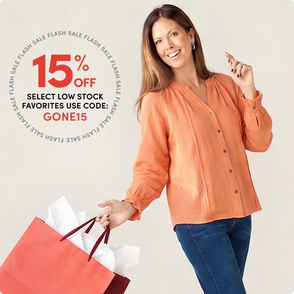 Going, Going, GONE! | 15% Off Select Low Stock Favorites Use Code: GONE15 | Unlock Savings on 1,000s of Styles with Fewer Than 10 Left