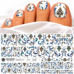 PEDI WRAPS PORCELAIN LINES PL-4 GELAXYO CU 38 DE WRAPURI, 26 DECORAȚIUNI, PILĂ, BEȚIȘOR ȘI MINIRIGLĂ INCLUSE - Arabescuri fluide și medalioane ornamentale transformă fiecare unghie într-o bijuterie