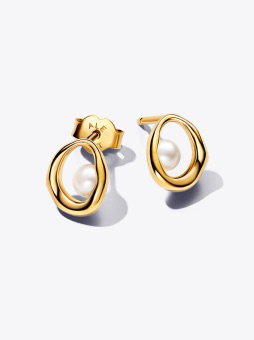 Organically Shaped Oval & Treated Freshwater Cultured Pearl Stud Earrings