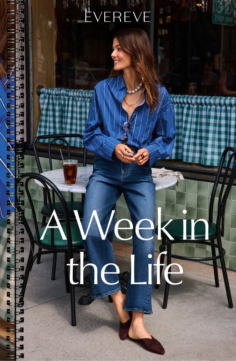 A week in the life (of fashion!). Model wearing casual wear that can go from the office to coffee with friends. 