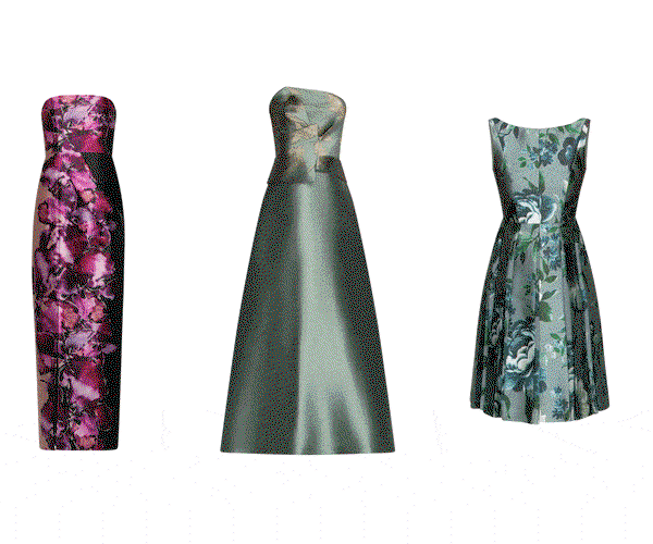 Lush florals, metallic sheens and architectural silhouettes nod to the structured sophistication of the 1930s, while fluid fabrics and painterly textures bring motion and grace.