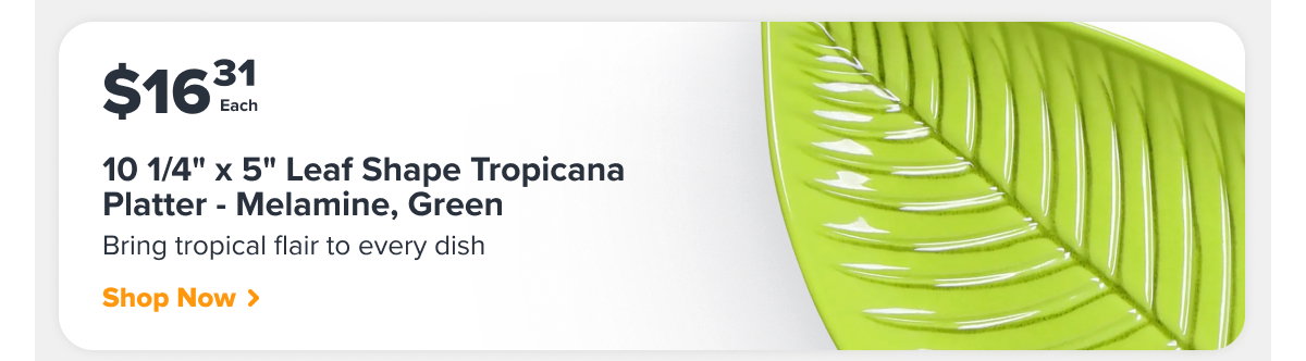 Elite Global Solutions 10 1/4" x 5" Leaf Shape Tropicana Platter - Melamine, Green (M105PL-DG)