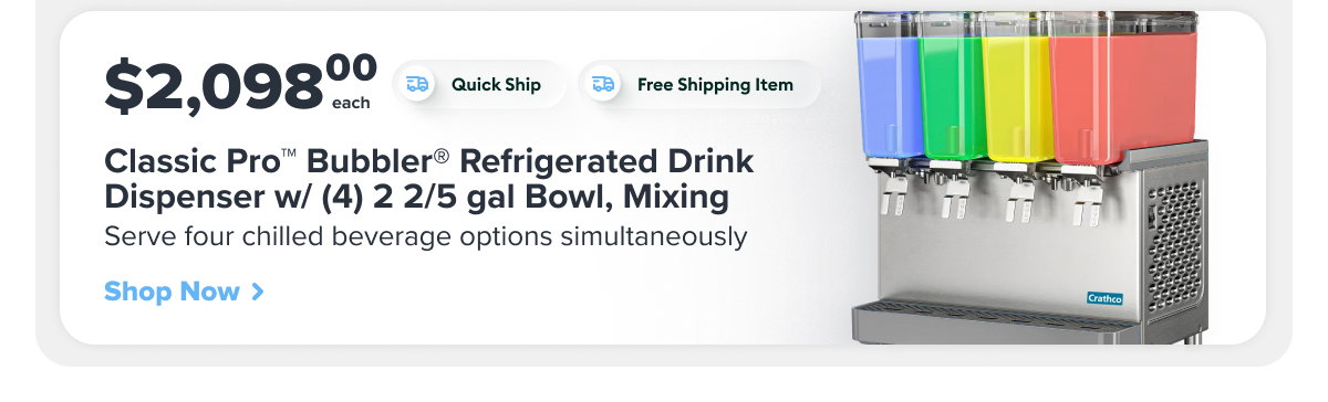 Crathco SR-4E-16 Classic Pro™ Bubbler® Refrigerated Drink Dispenser w/ (4) 2 2/5 gal Bowl, Mixing, 120v