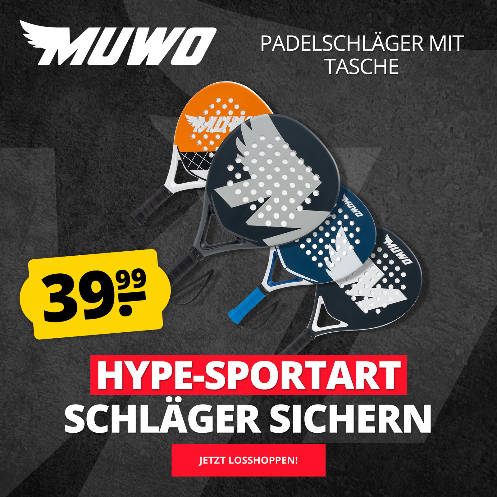 MUWO "Sevilla" Padelschläger mit Tasche