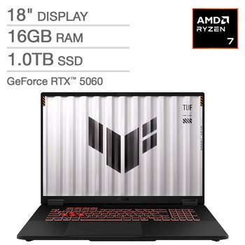 ASUS TUF 18-inch Gaming Laptop - AMD Ryzen 7 260 - GeForce RTX 5060, FHD+ 144Hz/3ms Display - 16GB RAM, 1TB SSD, Windows 11 Home