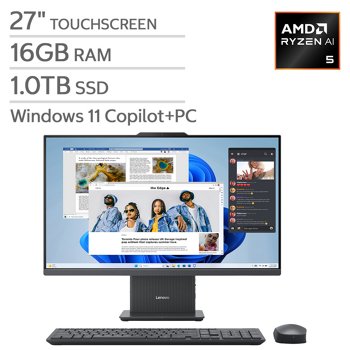 Lenovo IdeaCentre 27-inch All-In-One Touchscreen Desktop — AMD Ryzen AI 5 330 — 16GB DDR5 — 1TB SSD — Windows 11 Home