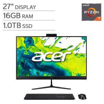 Acer Aspire 27-inch All-in-One Desktop – AMD Ryzen 7 5825U - FHD 120Hz (1920 x 1080) - 16GB RAM - 1TB SSD - Windows 11 Home