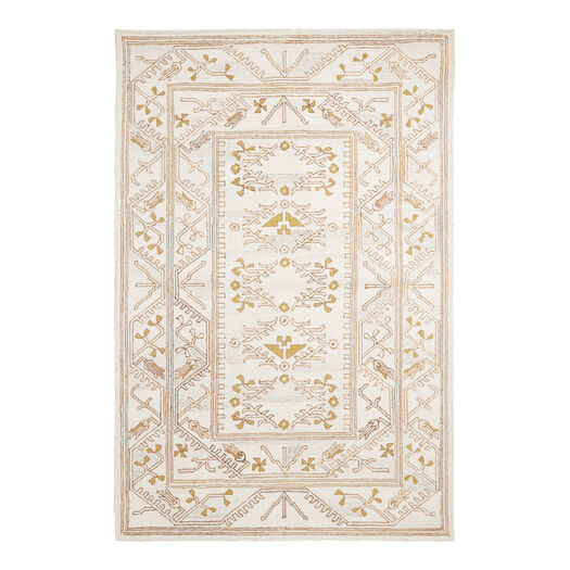 Vera Yellow and Ivory Persian Style Tufted Wool Area Rug