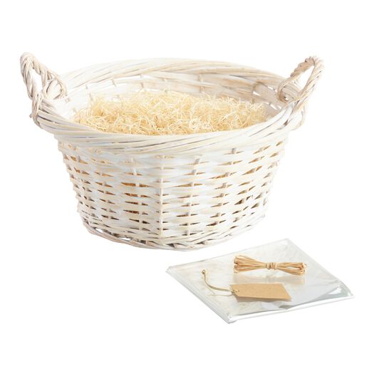 Large Round White Gift Basket Kit