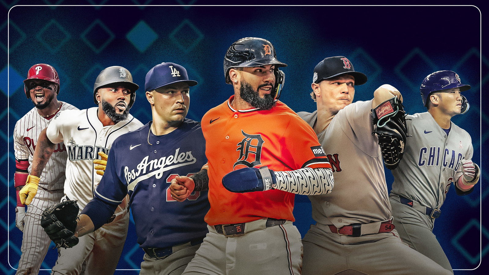 Luis Arraez, Randy Arozarena, Tarik Skubal, Gleyber Torres, Sonny Gray and Seiya Suzuki