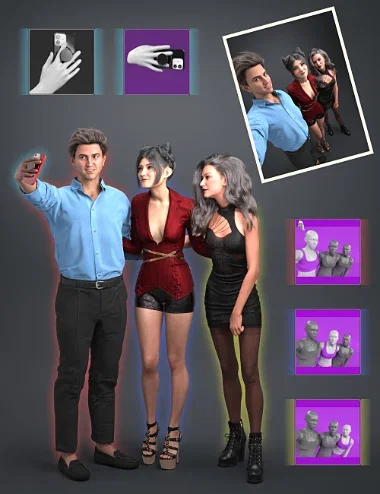NG Build Your Own Group Selfie Poses for Genesis 9