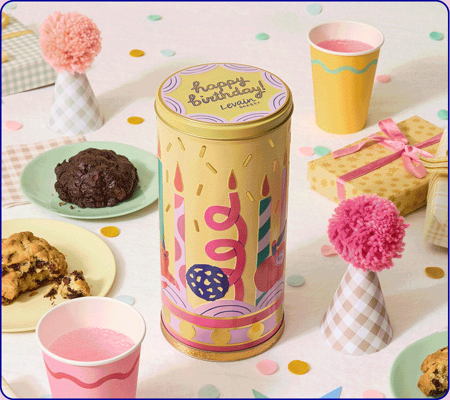 BIRTHDAY MUSICAL COOKIE TIN SPINNING