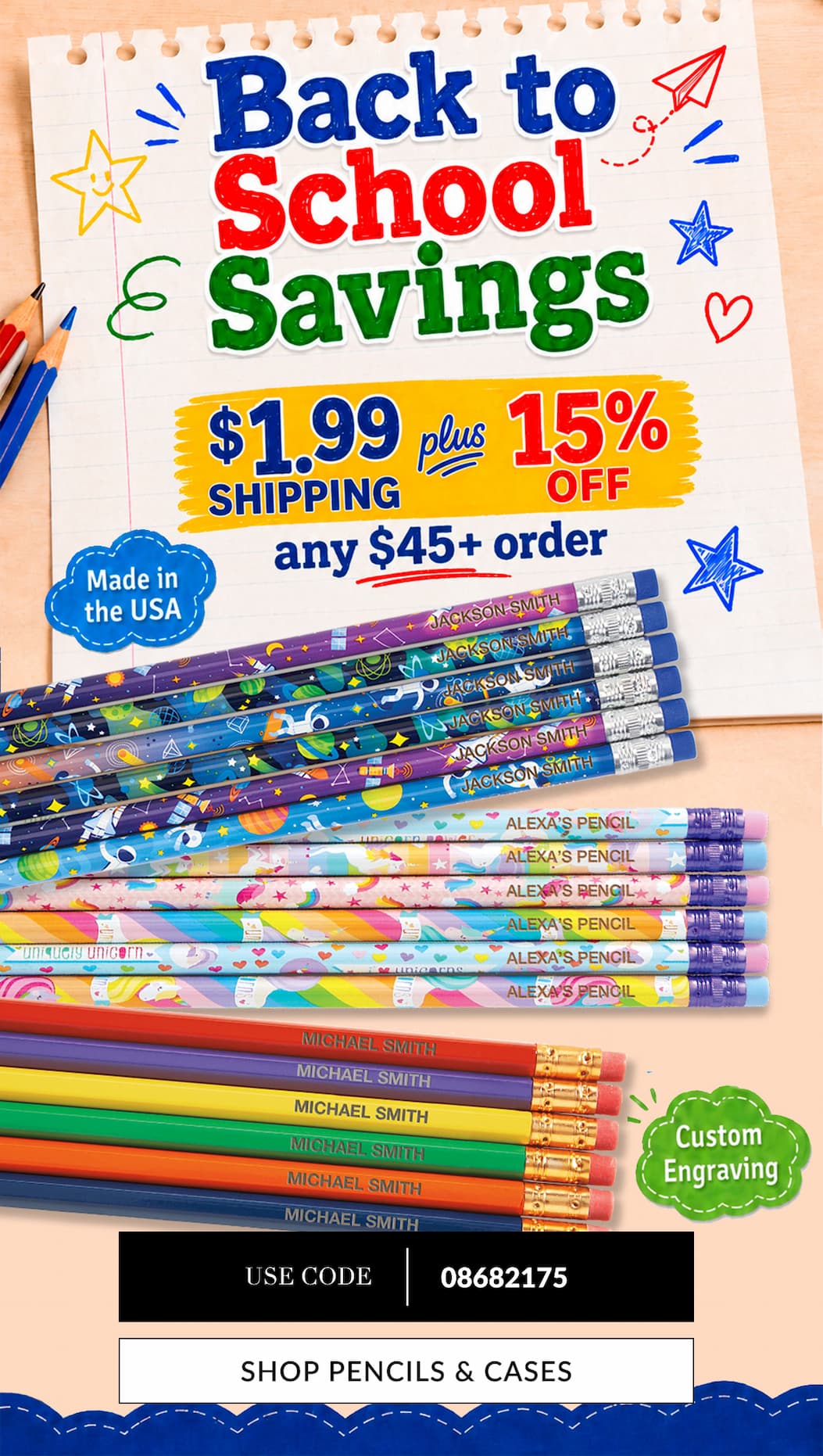 $1.99 shipping plus 15% off any $45+ order