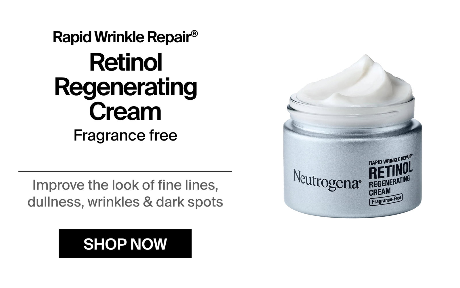 Neutrogena® Rapid Wrinkle Repair® Retinol Regenerating Cream Fragrance Free Front of Pack