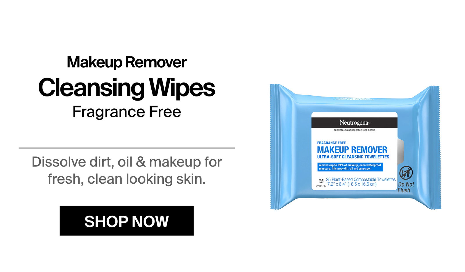 Makeup Remover Cleansing Wipes Fragrance Free Front of Pack
