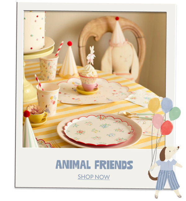 creature-themed plates and cups
