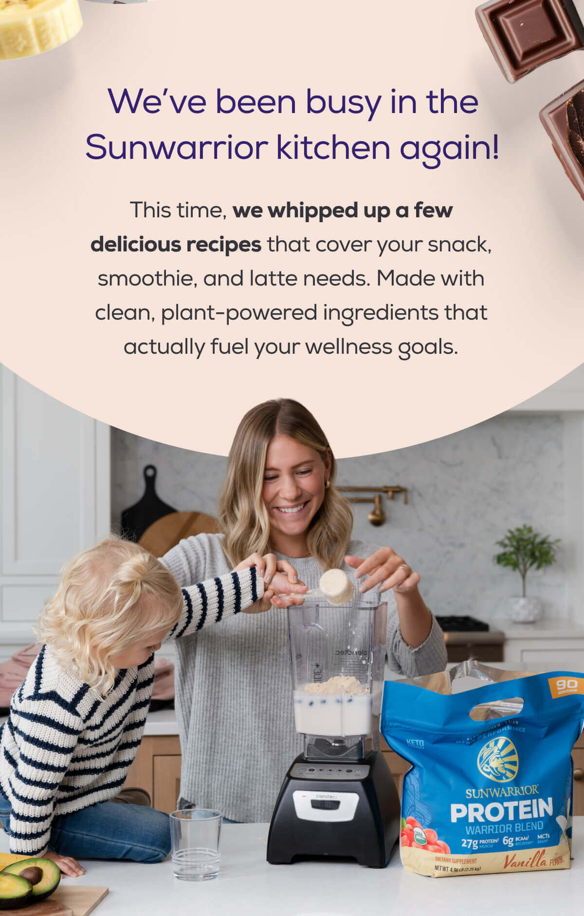 We’ve been busy in the Sunwarrior kitchen again!  This time, we whipped up a few delicious recipes that cover your snack, smoothie, and latte needs. Made with clean, plant-powered ingredients that actually fuel your wellness goals.