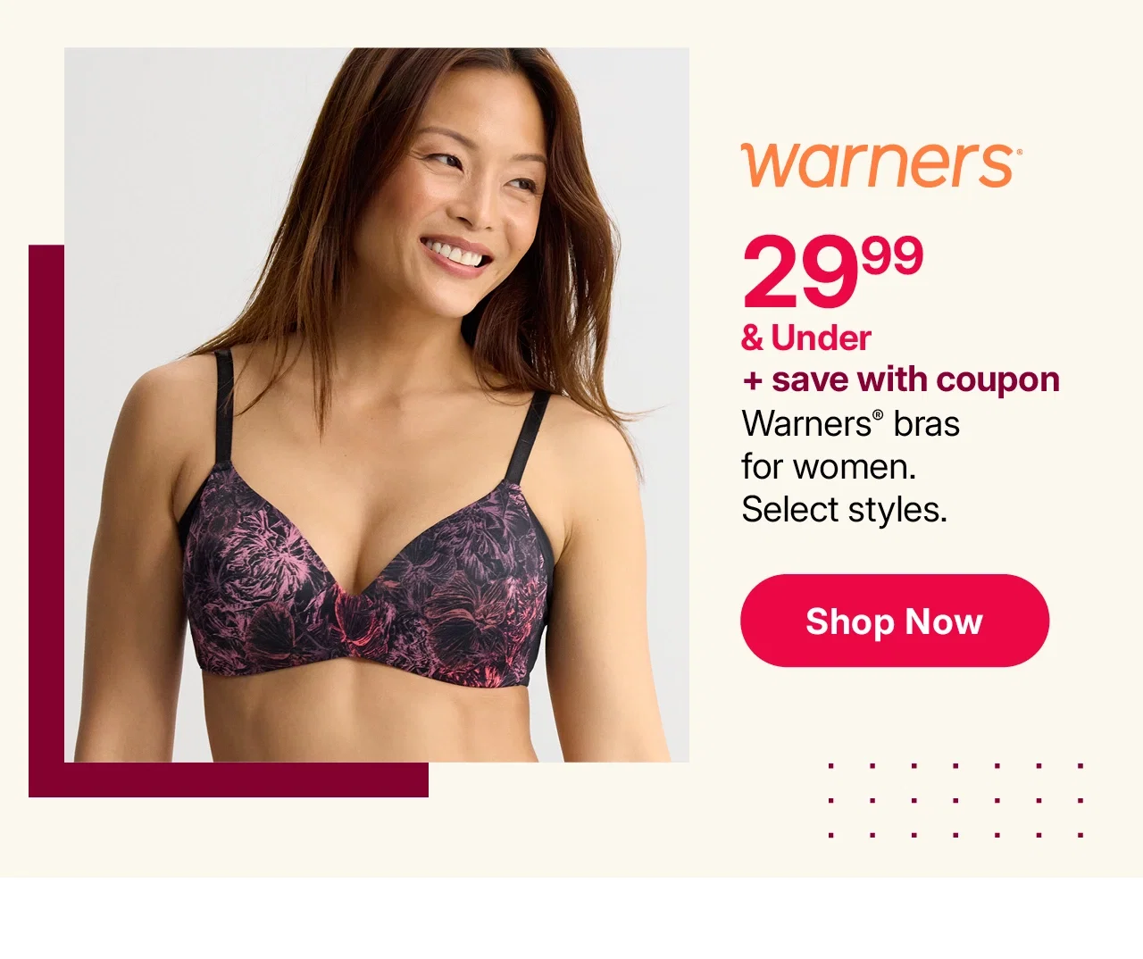 $29.99 and under plus save with coupon warners bras for women