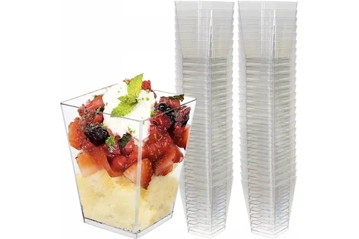 Fyrkantiga plastbägare för dessert 50-pack