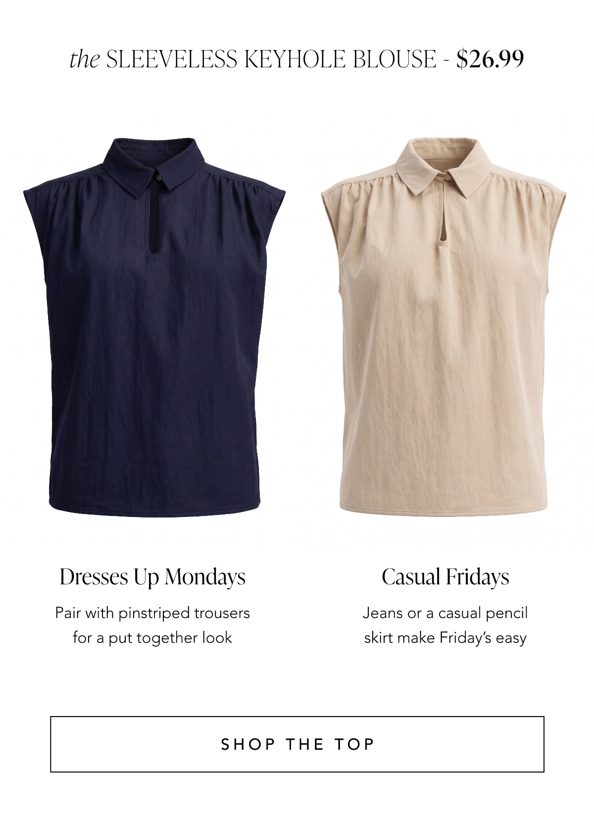 Sleeveless Keyhole Gathered Blouse