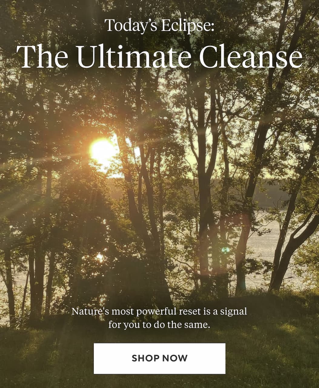 TODAY'S ECLIPSE: THE ULTIMATE CLEANSE Nature's most powerful reset is a signal for you to do the same. Shop Now >