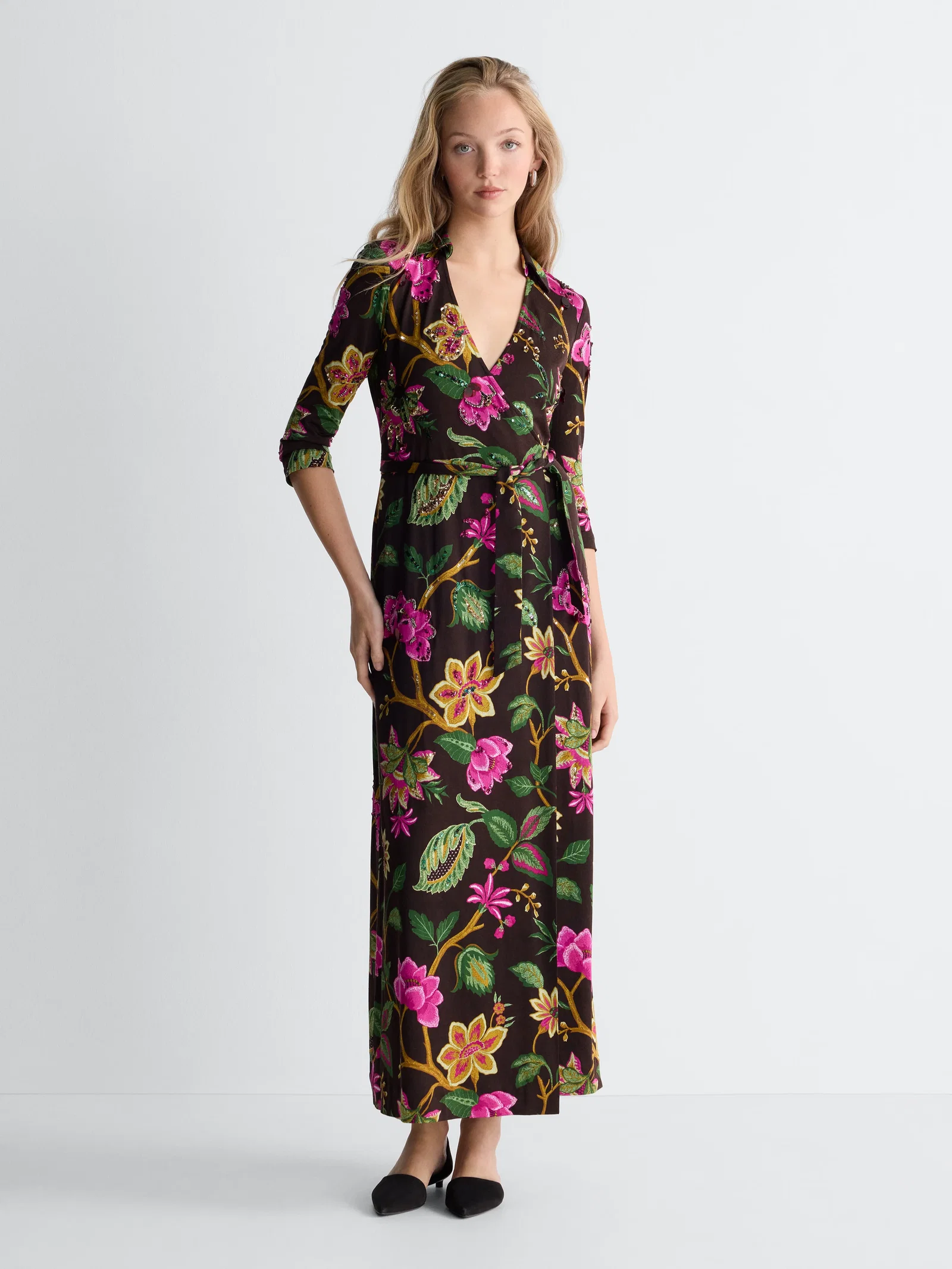 Image of Abigail Maxi Embellished Wrap Dress