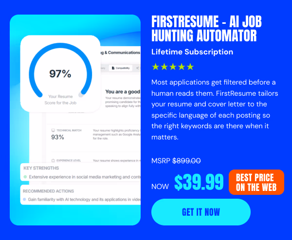 FirstResume - AI Job Hunting Automator: Lifetime Subscription