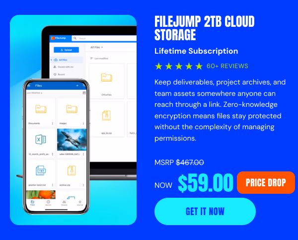 FileJump 2TB Cloud Storage: Lifetime Subscription