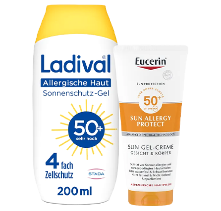 Sonnenschutz-Produkte für empfindliche und allergische Haut von Ladival und Eucerin entdecken.