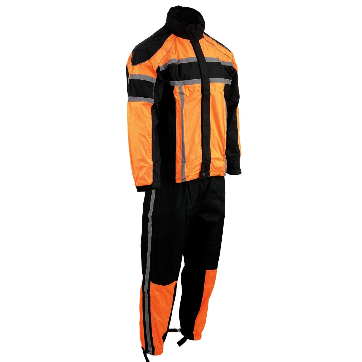 Image of Milwaukee Leather SH233102 Men's Black and Orange Water Resistant Rain Suit with Reflective Tape