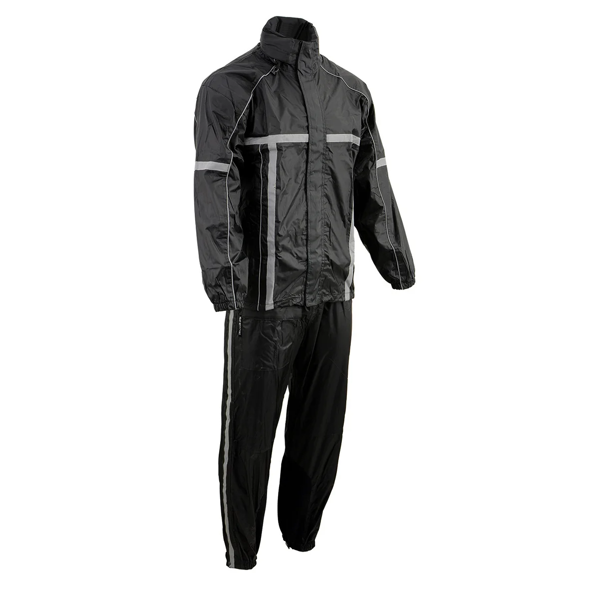 Image of Milwaukee Leather MPM9510 Men's Black Water-Resistant Motorcycle Rain Suit with Hi Vis Reflective Tape