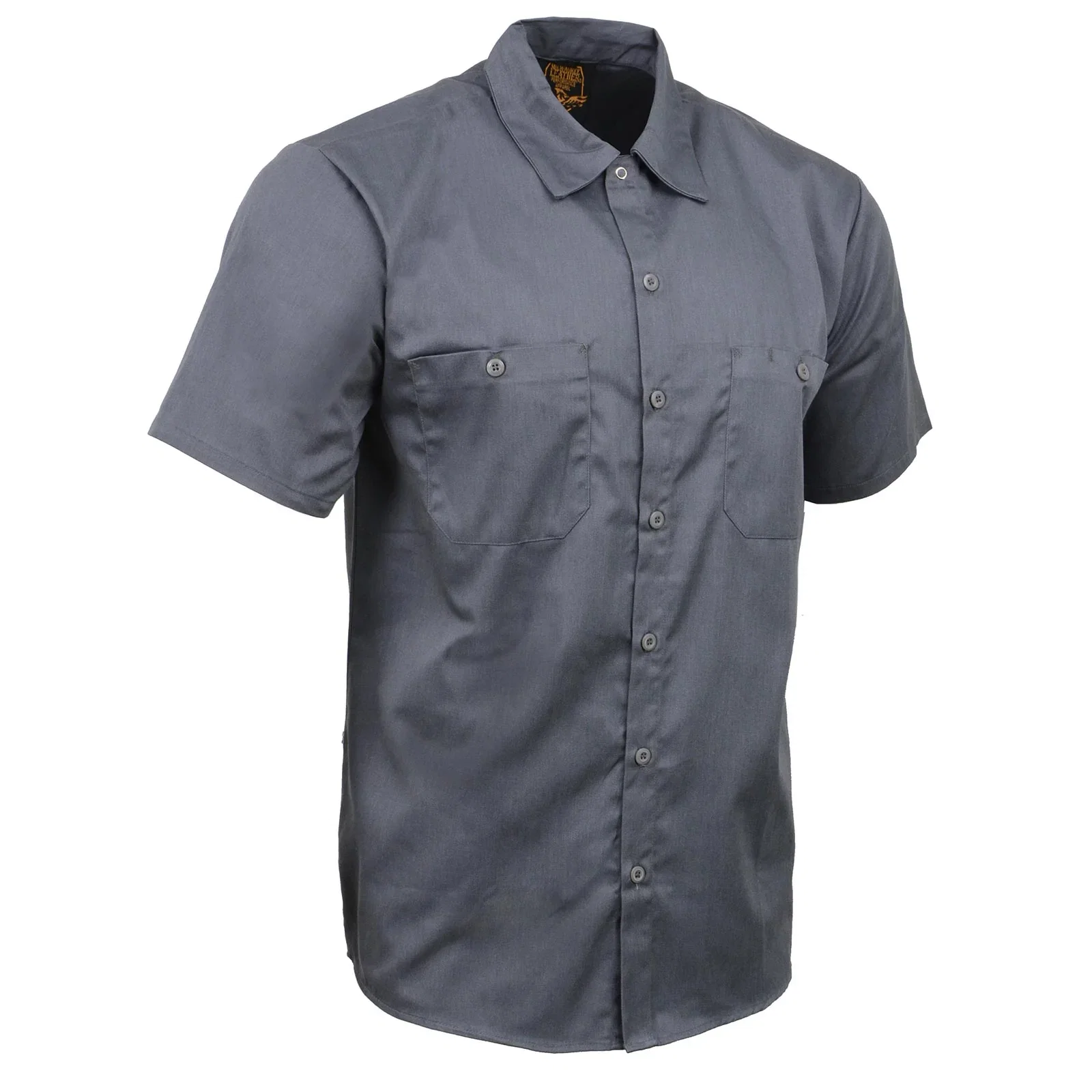 Image of Milwaukee Leather MDM11668 Men’s Grey Button-Up Heavy-Duty Work Shirt - Classic Mechanic Shirt w/ Pockets
