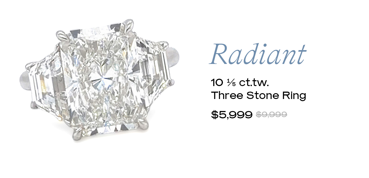 10 1/5 ct.tw. Radiant Three Stone Ring in 14K White Gold