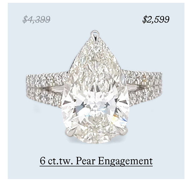 6 ct.tw. Pear Split Shank Engagement Ring in 14K White Gold