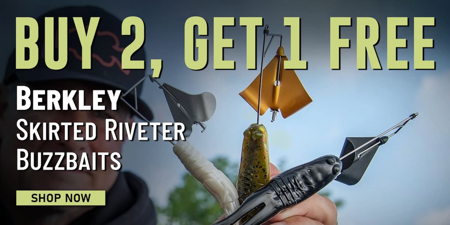 Buy 2, Get 1 Free Berkley Skirted Riveter Buzzbaits Shop Now