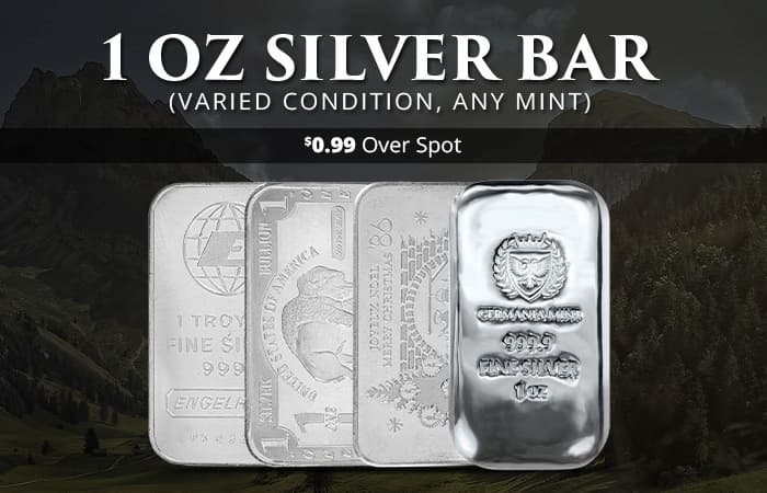 ON SALE: 1 oz Silver Bar (Varied Condition, Any Mint)