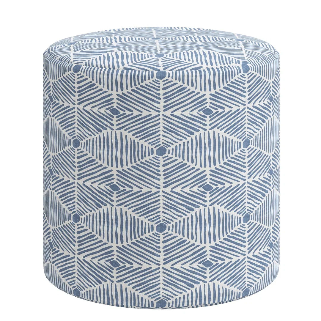 Epaulette 18'' Wide Round Striped Standard Ottoman