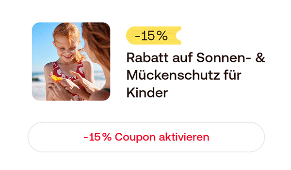 Coupon: 15 % Rabatt auf Sonnen- und Mückenschutz für Kinder.