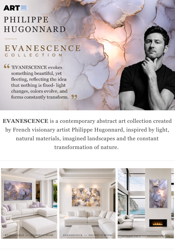 Philippe Hugonnard Evanescence Collection "Evanescence evokes something beautiful, yet fleeting, reflecting the area that nothing is fixed - light changes, colors evolve, and forms constantly transform." - Evanescence is a contemporary abstract art collection created by French visionary artist Philippe Hugonnard, inspired by light, natural materials, imagined landscapes and the constant transformation of nature.
