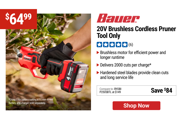 BAUER 20V Brushless Cordless Pruner - Tool Only