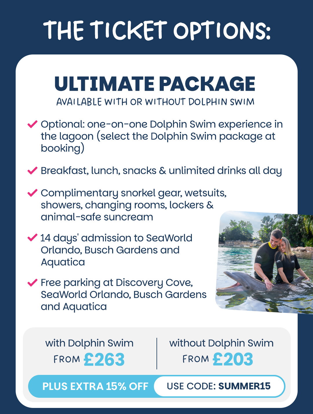 The ticket options: Ultimate Package