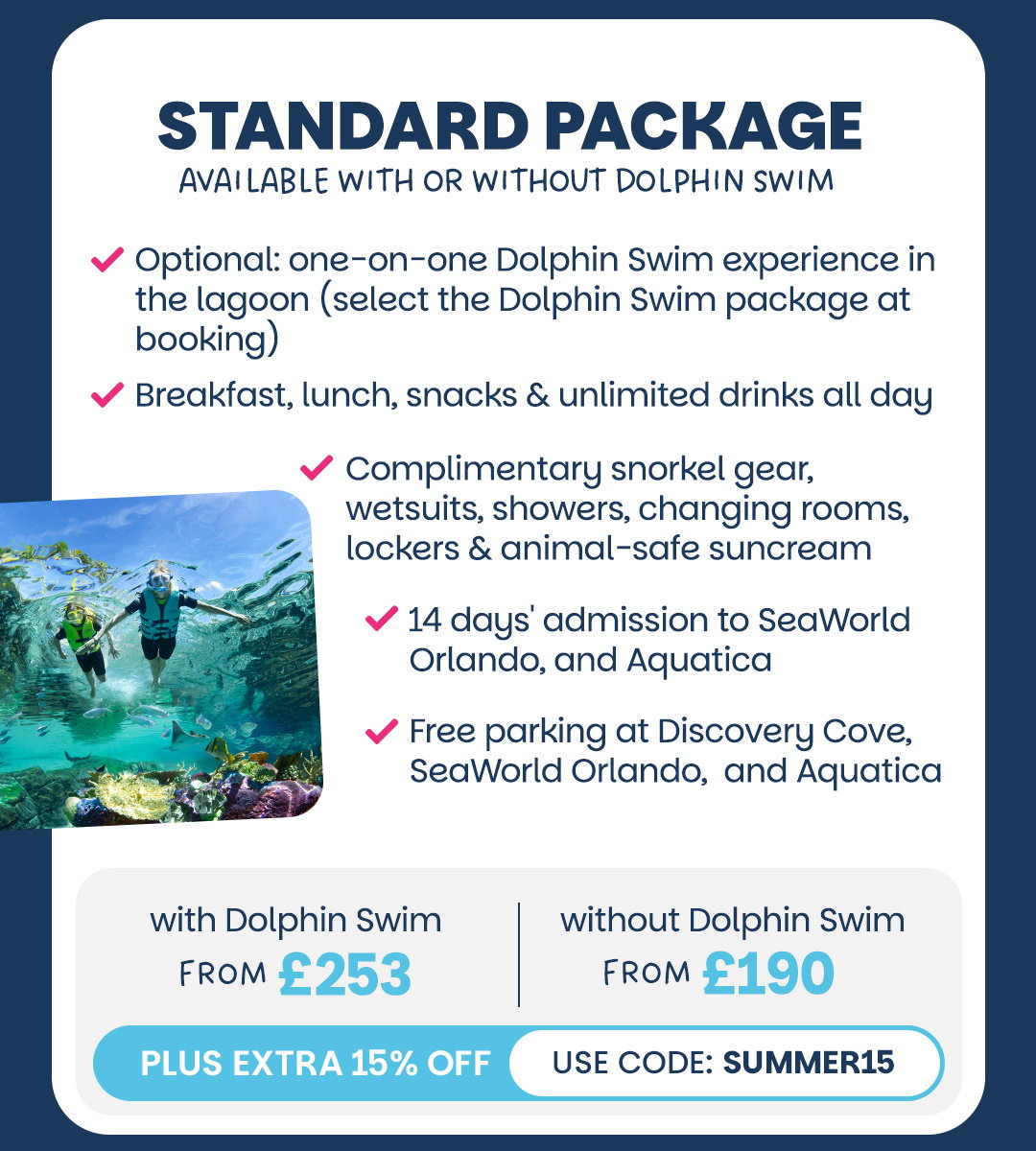 The ticket options: Standard Package