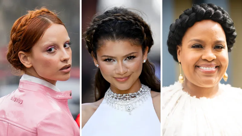 Marie Gaguech, Zendaya, and Natasha Rothwell wearing crown braids