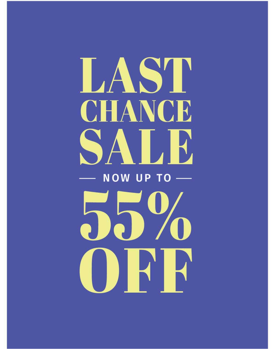 LIMITED TIME! LAST CHANCE UP TO 50% OFF SHOP LAST CHANCE NOW