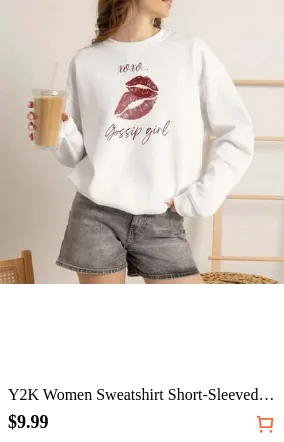 Y2K Women Sweatshirt Short-Sleeved ShirtXOXO Lip Print Sweatshirt | Kiss Mark Graphic Crewneckt-Shirt