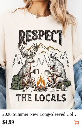 2026 Summer New Long-Sleeved Colorado Gift T-Shirt, Respect For The Locals Vintage T-Shirt, Deer And Goat Mountain Range Theme T-Shirt, Wildlife Campi
