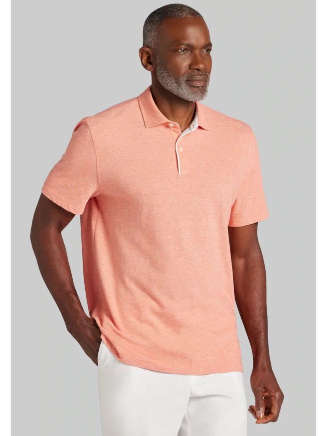 Jos. A. Bank Tailored Fit Birds-Eye Linen Short Sleeve Polo