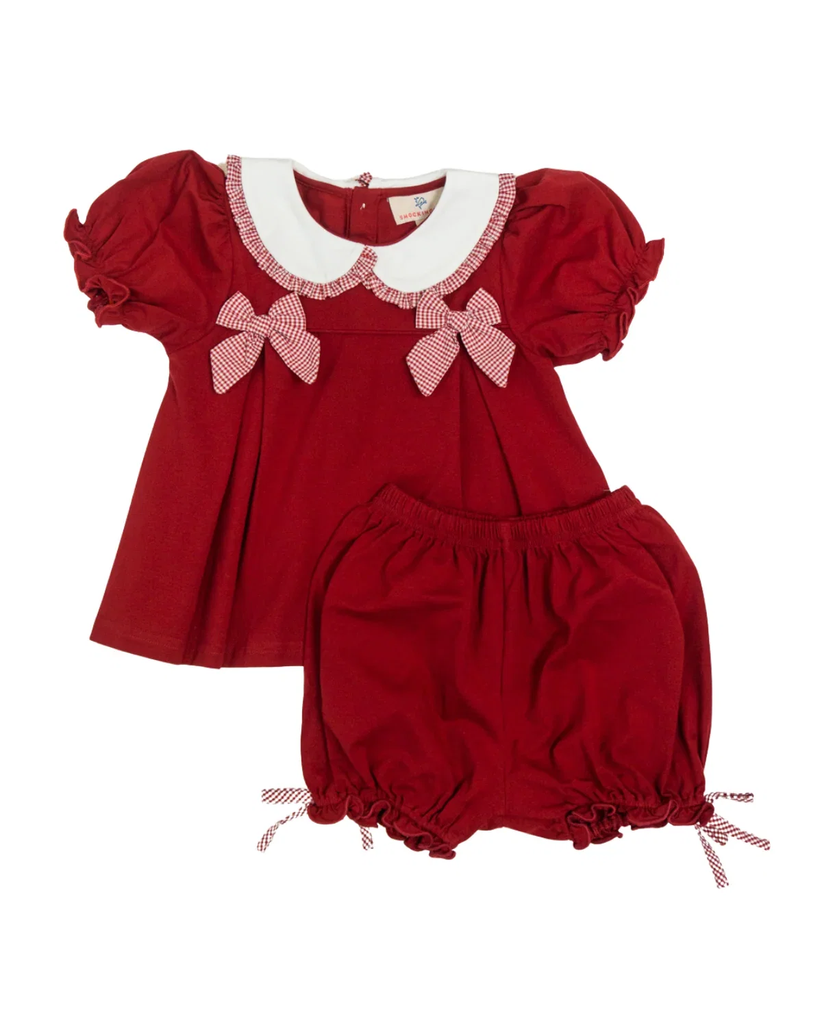 Image of Crimson Bow Knit Bloomer Set